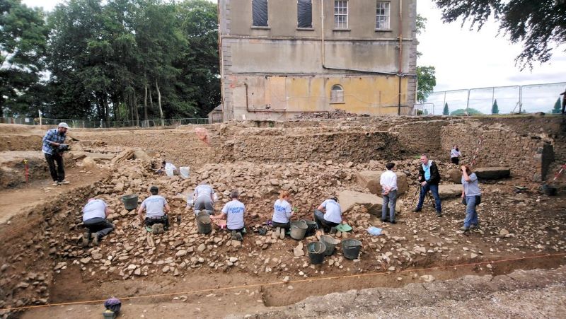 Dowth Hall and megalithic tomb under excavation