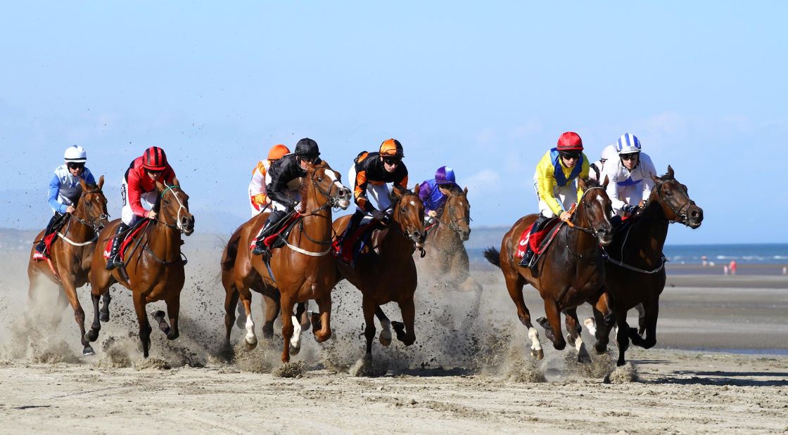 Horses racing at Laytown beach